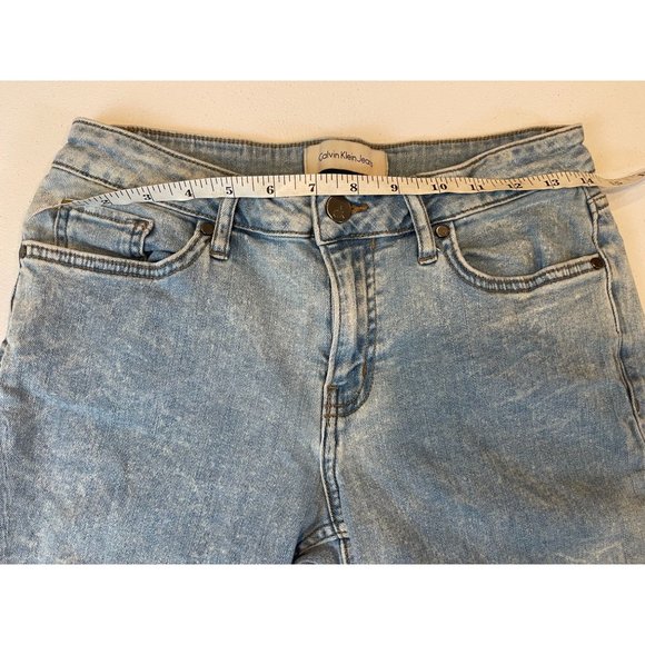 Calvin Klein Women Bermuda Denim Shorts Mid Rise Five Pockets Cotton Blue Size 6 - Picture 3 of 9